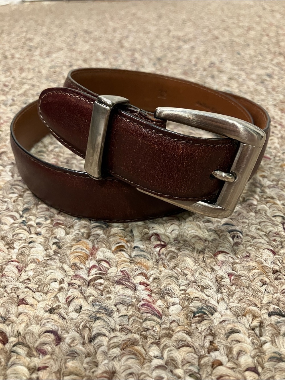 Johnston Murphy Leather Belt Mens Size 32 Analine Kipskin Shoulders Brown Casual